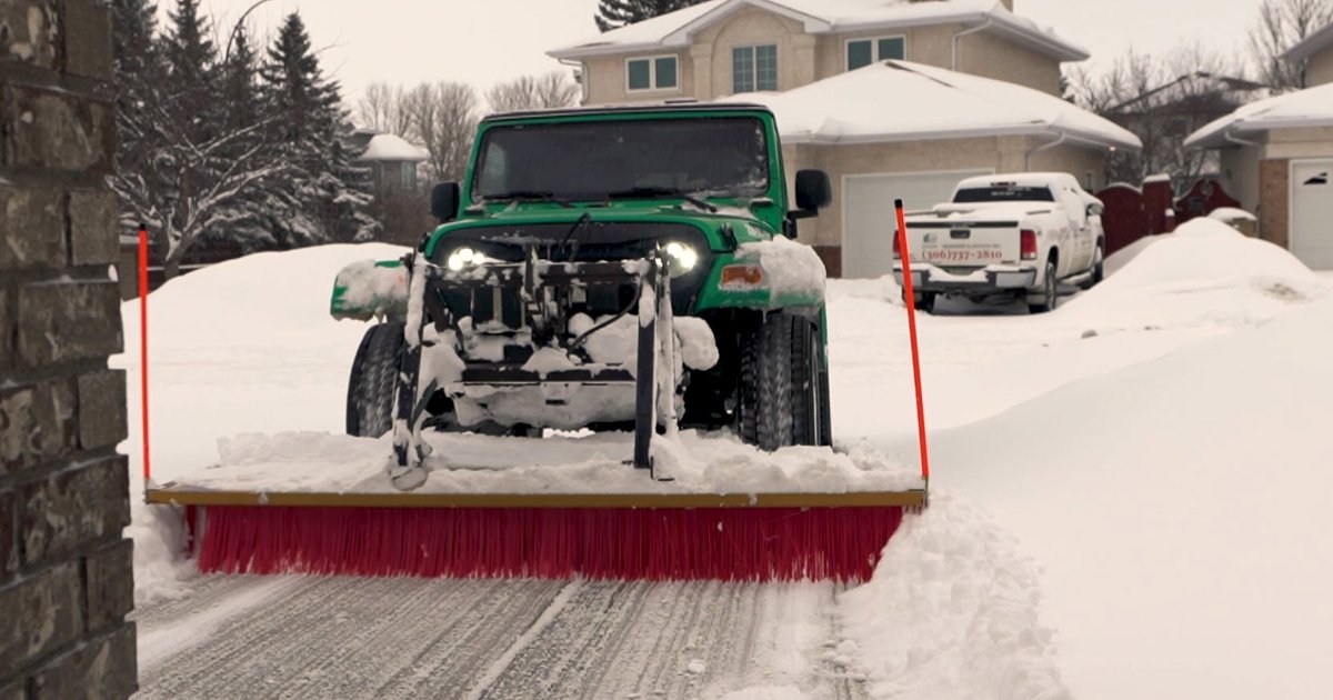 Professional snow removal services in Regina by Weed Pro, keeping driveways and sidewalks clear and safe during winter